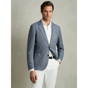 REISS GOULD Single Breasted Check Blazer With Wool